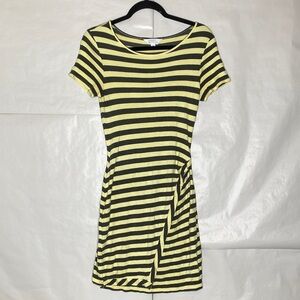 Market & Spruce Yellow and Green  Striped Scoop-Neck Mini